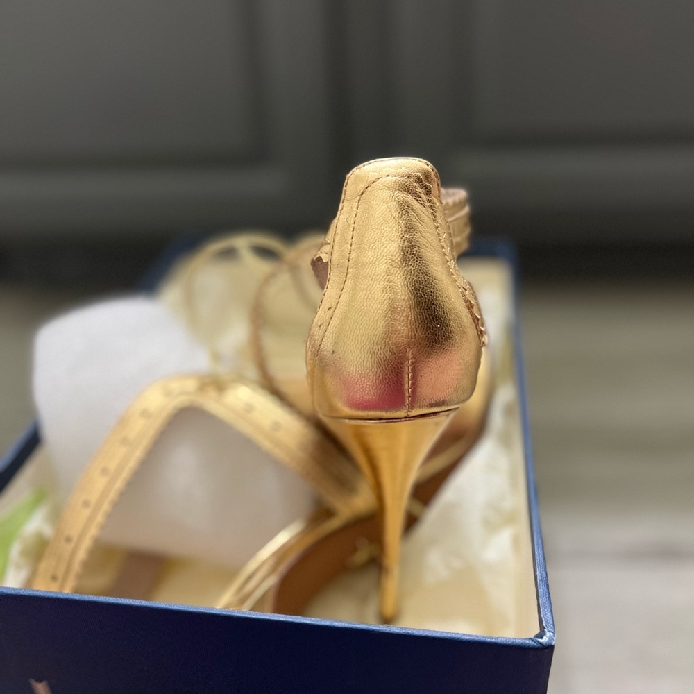 Pour La Victoire Gold Sandals with Stiletto Heel